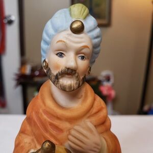 Vintage Frankel Hand Painted Porcelain Nativity Wise Man Figurine 6" Blue Eyes